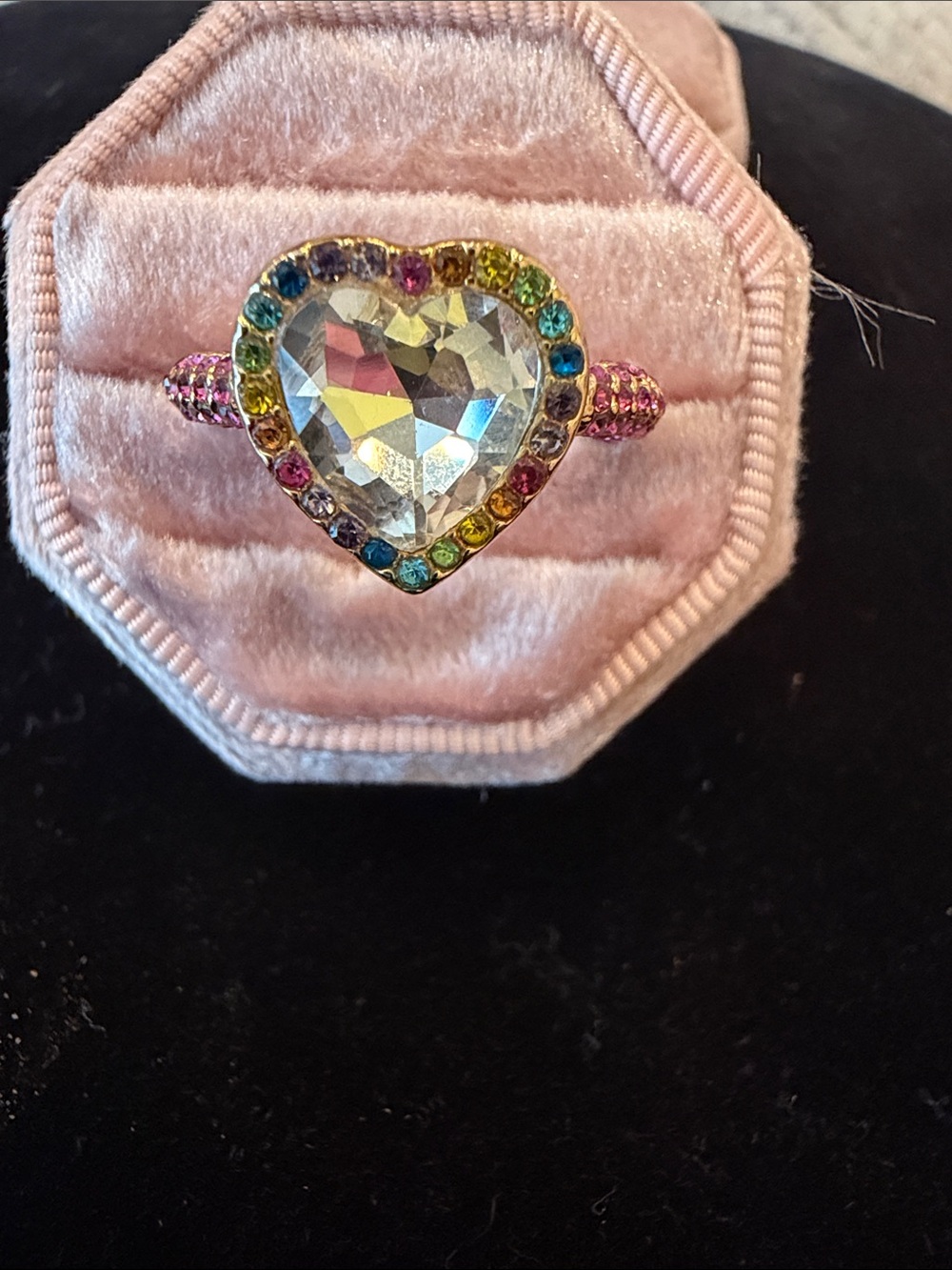 Kurt Geiger Gold Heart Ring with Multicolored Crystals - Picture 2 of 4